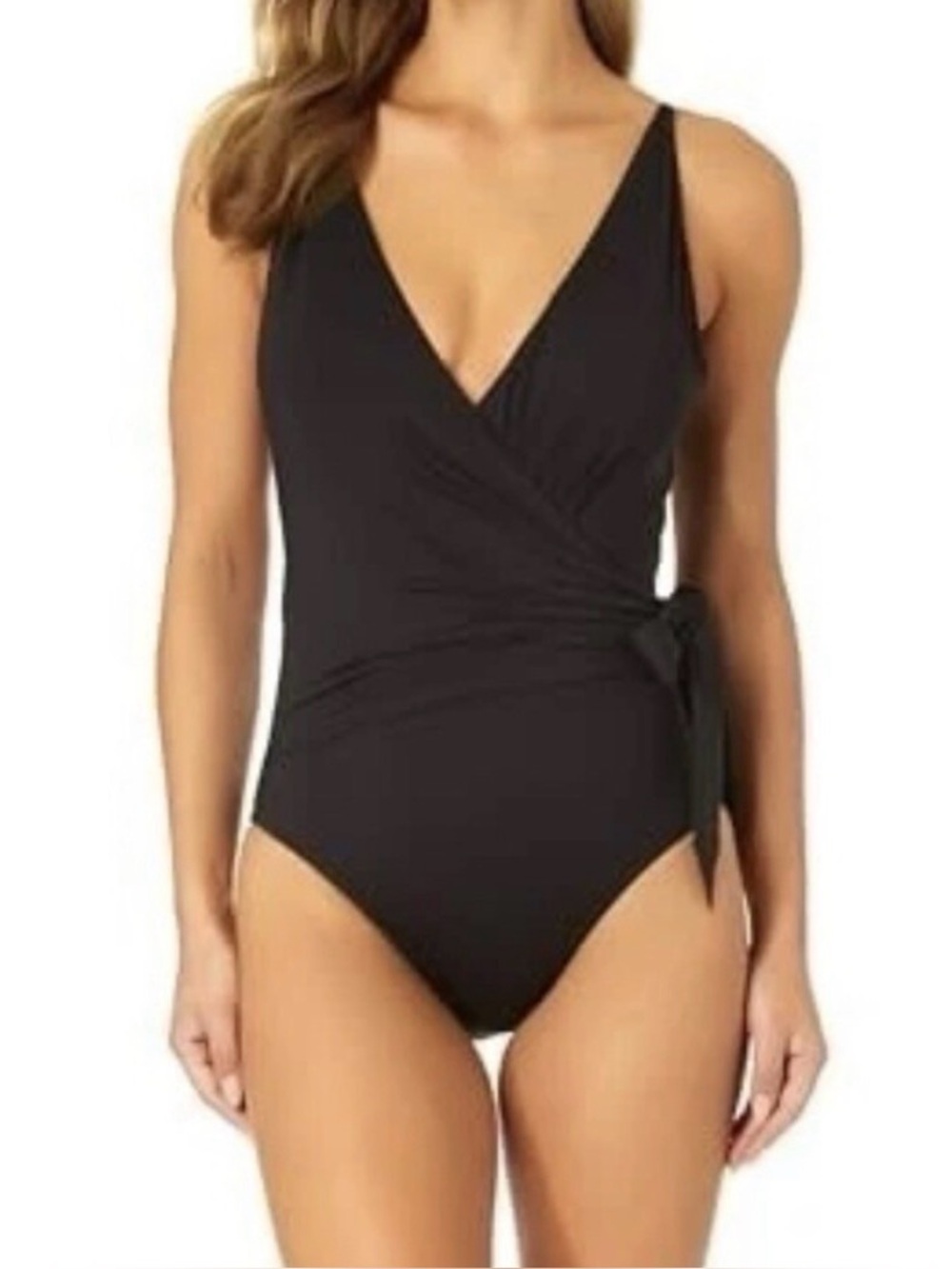 Anne Cole Black One-Piece Wrap Swimsuit (NWT)